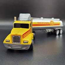Load image into Gallery viewer, Tonka 1992 Big Rig Shell Oil Tanker Semi Truck &amp; Trailer Yellow Tonka Big Rig Series - #96045
