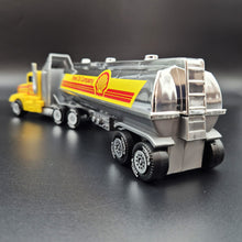 Load image into Gallery viewer, Tonka 1992 Big Rig Shell Oil Tanker Semi Truck &amp; Trailer Yellow Tonka Big Rig Series - #96045
