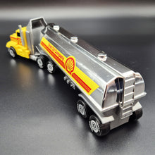 Load image into Gallery viewer, Tonka 1992 Big Rig Shell Oil Tanker Semi Truck &amp; Trailer Yellow Tonka Big Rig Series - #96045
