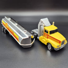 Load image into Gallery viewer, Tonka 1992 Big Rig Shell Oil Tanker Semi Truck &amp; Trailer Yellow Tonka Big Rig Series - #96045
