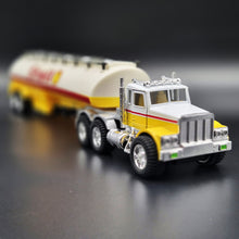 Load image into Gallery viewer, 1993 Hot Wheels Mighty Rig Shell Oil Tanker Semi Truck &amp; Trailer Yellow
