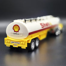 Load image into Gallery viewer, 1993 Hot Wheels Mighty Rig Shell Oil Tanker Semi Truck &amp; Trailer Yellow
