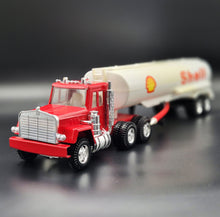 Load image into Gallery viewer, Large Vintage Pressed Steel Shell Oil Tanker Semi Truck &amp; Trailer Red Kenworth Style
