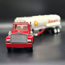 Load image into Gallery viewer, Large Vintage Pressed Steel Shell Oil Tanker Semi Truck &amp; Trailer Red Kenworth Style
