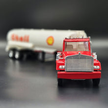 Load image into Gallery viewer, Large Vintage Pressed Steel Shell Oil Tanker Semi Truck &amp; Trailer Red Kenworth Style
