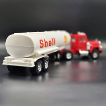 Load image into Gallery viewer, Large Vintage Pressed Steel Shell Oil Tanker Semi Truck &amp; Trailer Red Kenworth Style
