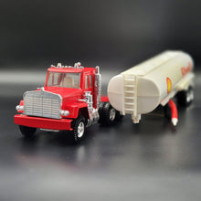 Load image into Gallery viewer, Large Vintage Pressed Steel Shell Oil Tanker Semi Truck &amp; Trailer Red Kenworth Style
