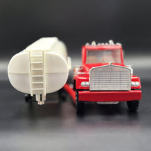 Load image into Gallery viewer, Large Vintage Pressed Steel Shell Oil Tanker Semi Truck &amp; Trailer Red Kenworth Style
