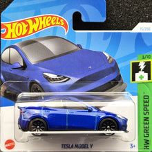 Load image into Gallery viewer, Hot Wheels 2024 Tesla Model Y Blue #15 HW Green Speed 3/10 New
