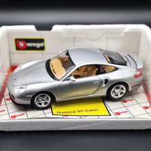 Load image into Gallery viewer, Bburago 1999 Porsche 911 996 Turbo Coupe Silver #33067 Gold Collection 1:18 Die Cast Car
