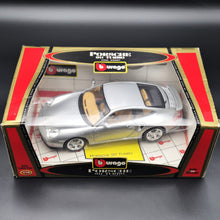 Load image into Gallery viewer, Bburago 1999 Porsche 911 996 Turbo Coupe Silver #33067 Gold Collection 1:18 Die Cast Car
