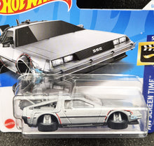 Load image into Gallery viewer, Hot Wheels 2024 Back To The Future Time Machine Matte Silver #60 HW Screen Time 3/10 New