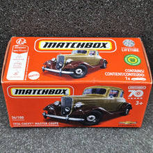 Load image into Gallery viewer, Matchbox 2023 1934 Chevy Master Coupe Tan/Brown MBX Showroom #34 New Sealed Box

