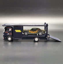 Load image into Gallery viewer, Explorafind Scania Style Car Carrier Truck Dark Blue 1:64 Die Cast
