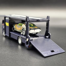 Load image into Gallery viewer, Explorafind Scania Style Car Carrier Truck Dark Blue 1:64 Die Cast
