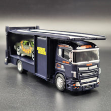 Load image into Gallery viewer, Explorafind Scania Style Car Carrier Truck Dark Blue 1:64 Die Cast
