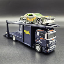 Load image into Gallery viewer, Explorafind Scania Style Car Carrier Truck Dark Blue 1:64 Die Cast
