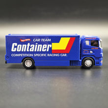 Load image into Gallery viewer, Explorafind Scania Style Enclosed Car Carrier Truck Blue 1:64 Die Cast
