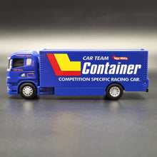 Load image into Gallery viewer, Explorafind Scania Style Enclosed Car Carrier Truck Blue 1:64 Die Cast
