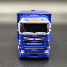 Load image into Gallery viewer, Explorafind Scania Style Enclosed Car Carrier Truck Blue 1:64 Die Cast
