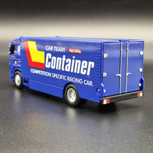 Load image into Gallery viewer, Explorafind Scania Style Enclosed Car Carrier Truck Blue 1:64 Die Cast
