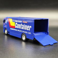 Load image into Gallery viewer, Explorafind Scania Style Enclosed Car Carrier Truck Blue 1:64 Die Cast
