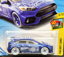 Load image into Gallery viewer, Hot Wheels 2018 Ford Focus RS Blue #276 HW Art Cars 3/10 New Long Card

