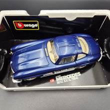 Load image into Gallery viewer, Bburago Mercedes-Benz 300 SL (1954) Gullwing Blue #3013 1:18 Die Cast Car
