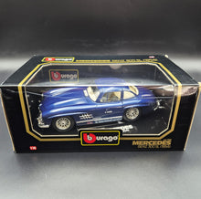 Load image into Gallery viewer, Bburago Mercedes-Benz 300 SL (1954) Gullwing Blue #3013 1:18 Die Cast Car
