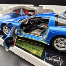 Load image into Gallery viewer, Bburago 1997 Chevrolet Corvette Blue #3356 1:18 Gold Collection Die Cast Car
