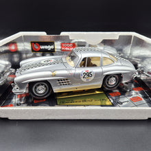 Load image into Gallery viewer, Bburago Mercedes-Benz 300 SL (1954) Gullwing Silver #3213 1000 Miglia 1:18 Die Cast Car
