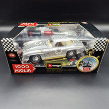 Load image into Gallery viewer, Bburago Mercedes-Benz 300 SL (1954) Gullwing Silver #3213 1000 Miglia 1:18 Die Cast Car
