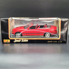 Load image into Gallery viewer, Maisto 1993 BMW 325i Convertible Red #331812 1:18 Special Edition Die Cast Car
