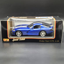 Load image into Gallery viewer, Maisto 1996 Dodge Viper GTS Coupe Blue #31832 1:18 Special Edition Die Cast Car
