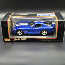 Load image into Gallery viewer, Maisto 1996 Dodge Viper GTS Coupe Blue #31832 1:18 Special Edition Die Cast Car
