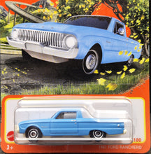 Load image into Gallery viewer, Matchbox 2021 1961 Ford Ranchero Sky Blue #96 MBX Highway New Long Card
