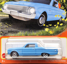 Load image into Gallery viewer, Matchbox 2021 1961 Ford Ranchero Sky Blue #96 MBX Highway New Long Card
