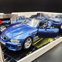 Load image into Gallery viewer, Bburago BMW M Roadster 1996 Blue #3349 1:18 Gold Collection Die Cast Car
