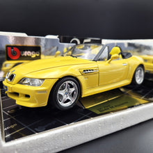 Load image into Gallery viewer, Bburago BMW M Roadster 1996 Yellow #3369 1:18 Gold Collection Die Cast Car
