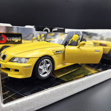 Load image into Gallery viewer, Bburago BMW M Roadster 1996 Yellow #3369 1:18 Gold Collection Die Cast Car
