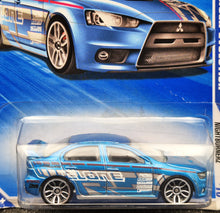 Load image into Gallery viewer, Hot Wheels 2010 2008 Lancer Evolution Blue #99 Nightburnerz 3/10