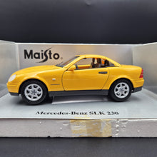Load image into Gallery viewer, Maisto 1996 Mercedes-Benz SLK 230 Cabriolet Yellow #31838 1:18 Die Cast Car
