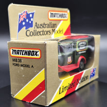 Load image into Gallery viewer, Matchbox 1990 Ford Model A Van John West Salmon Dark Green Series 1-75 MB38 Boxed
