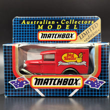 Load image into Gallery viewer, Matchbox 1983 Ford Model A Van Big Sister Bakehouse Products Red MB38 Matchbox 1-75 Boxed
