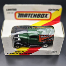 Load image into Gallery viewer, Matchbox 1990 Ford Model A Van Sanitarium-Weet-Bix Health Biscuit Dark Green Series 1-75 MB38 Boxed
