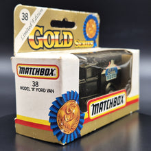 Load image into Gallery viewer, Matchbox 1993 Ford Model A Van City Ford Black 1-75 Gold Series MB38 Boxed