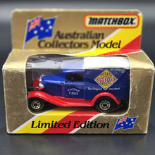 Load image into Gallery viewer, Matchbox 1990 Ford Model A Van Smith&#39;s Crisps Australia Blue 1-75 Series MB38 Boxed
