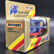 Load image into Gallery viewer, Matchbox 1990 Ford Model A Van Smith&#39;s Crisps Australia Blue 1-75 Series MB38 Boxed
