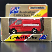 Load image into Gallery viewer, Matchbox 1987 Ford Transit Van Red MB60 Australia Post Boxed - Gold Australia Post Insignia
