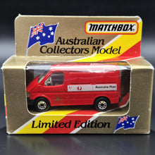 Load image into Gallery viewer, Matchbox 1987 Ford Transit Van Red MB60 Australia Post Boxed - Gold Australia Post Insignia
